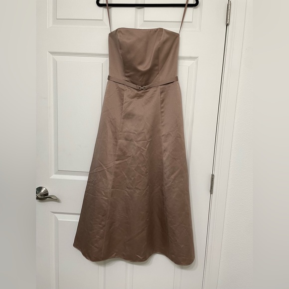 Michaelangelo Satin Taupe Dress - Picture 3 of 15